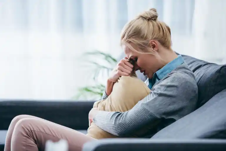 Upset woman affected by infertility